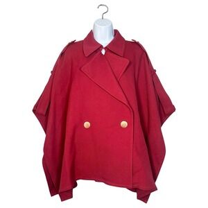 See by Chloe Red Cape Poncho Jacket Coat Size 40 Oversized Parisian Chic